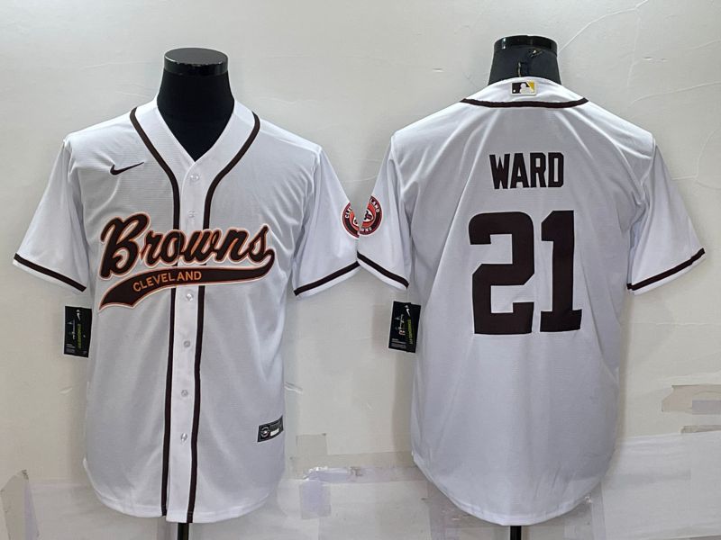 Men Cleveland Browns #21 Ward White 2022 Nike Co branded NFL Jersey->cleveland browns->NFL Jersey